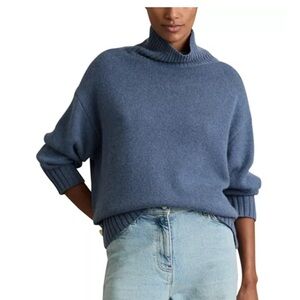 Reiss Slate Blue Cashmere Turtleneck Sweater